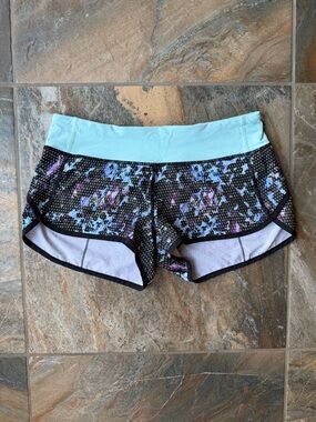 Lululemon Run: Speed Short *4-way Stretch Floral Sport Tranquil Blue Size 6
